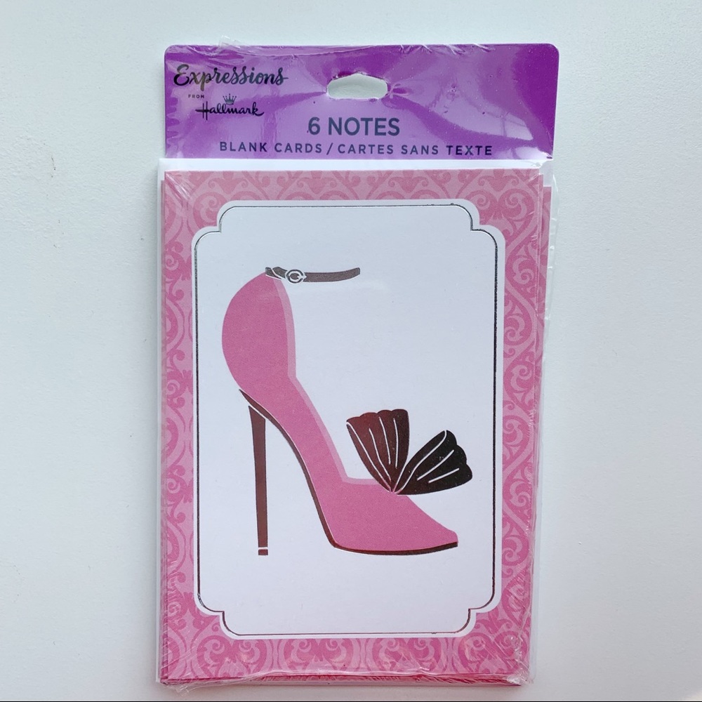 4/$14 6pk Hallmark Expressions Pink Stilettos Heels Blank Note Cards NEW SEALED